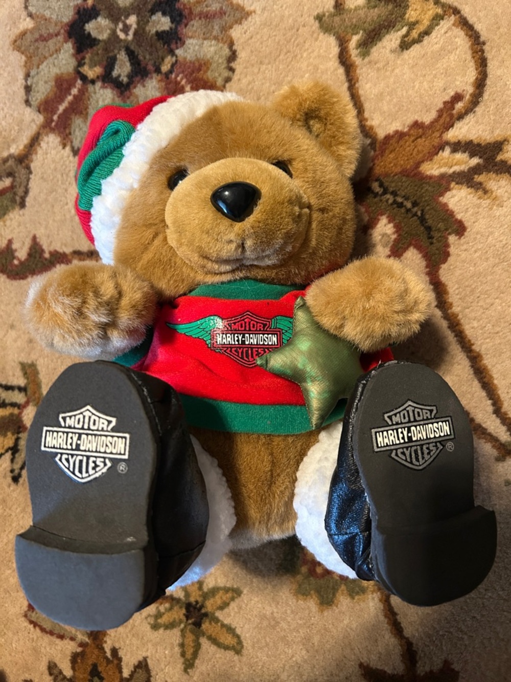 11” 1989nHarley-Davidson Brown Bear in Red & Green Holiday Sweater